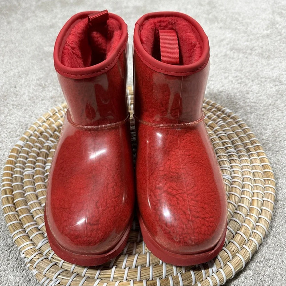 UGG Women’s Classic Samba Ribbon Red Mini Clear Waterproof Boots Size 6 - Picture 6 of 16